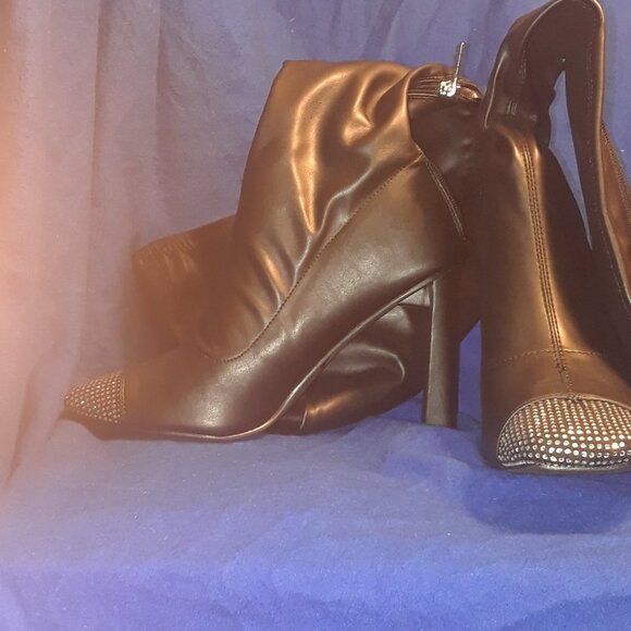 Black Rhinestone Closed Toe Thigh High Heels Boots ( BRAND NEW !!!!  ) - Picture 8 of 8